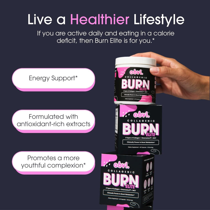 Obvi Collagenic Burn Elite - Thermogenic Fat Burner Supplement for Weight Loss, 60 Capsules