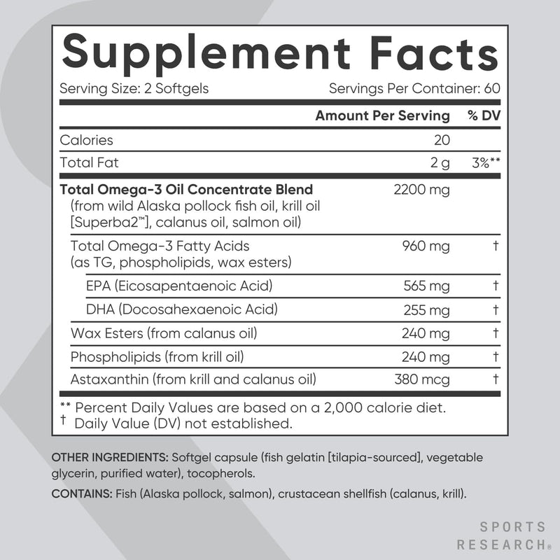 Sports Research Total Omega-3, 120 softgels