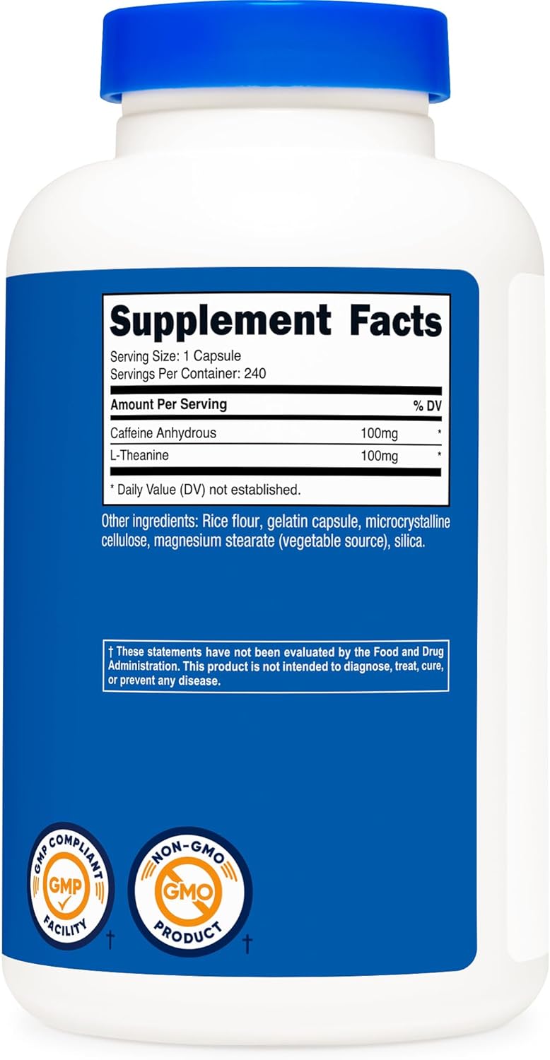Nutricost Caffeine with L-Theanine, 240 Capsules - Non-GMO and Gluten Free