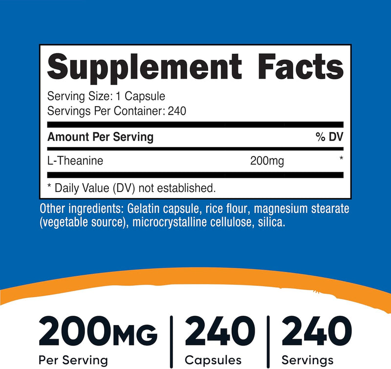 Nutricost L-Theanine 200mg, 240 Capsules - Double Strength