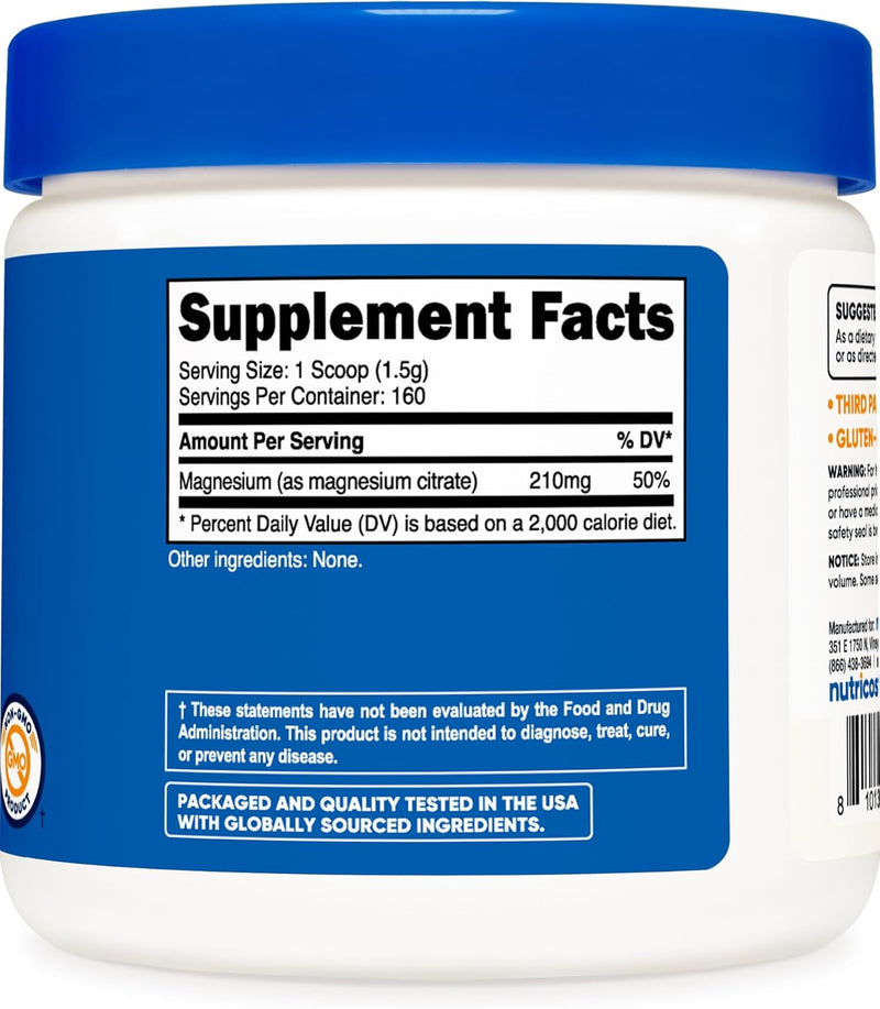 Nutricost Magnesium Citrate Powder, Unflavoured, 250g