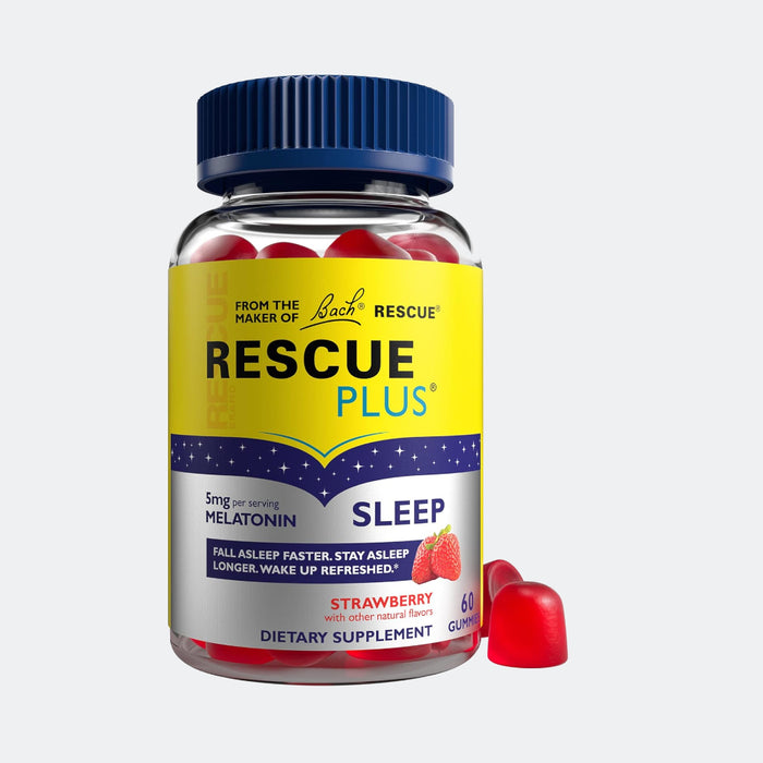 Bach RESCUE PLUS Melatonin Sleep Gummies Strawberry, 60 count - Sleep Aid, Dietary Supplement, Vegan, Gluten-Free