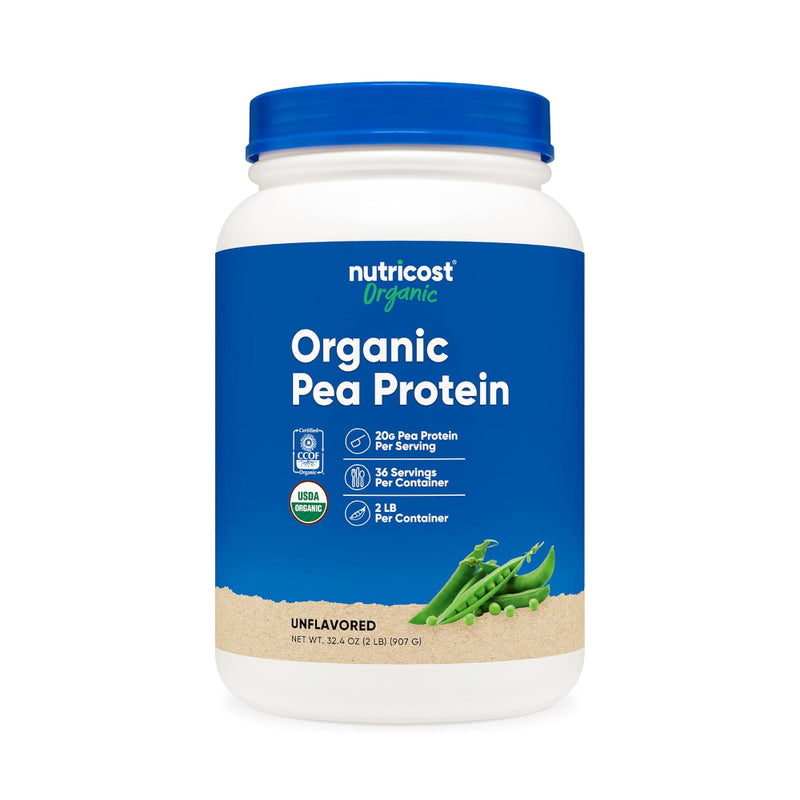 Nutricost Organic Pea Protein Isolate Powder 2lb - Unflavored - Vegetarian Friendly, Gluten Free, Non-GMO