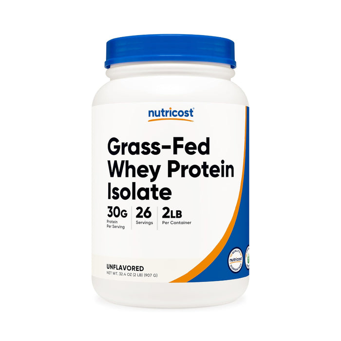 Nutricost Grass-Fed Whey Protein Isolate 2lb - Non-GMO, Gluten Free, Pure Protein