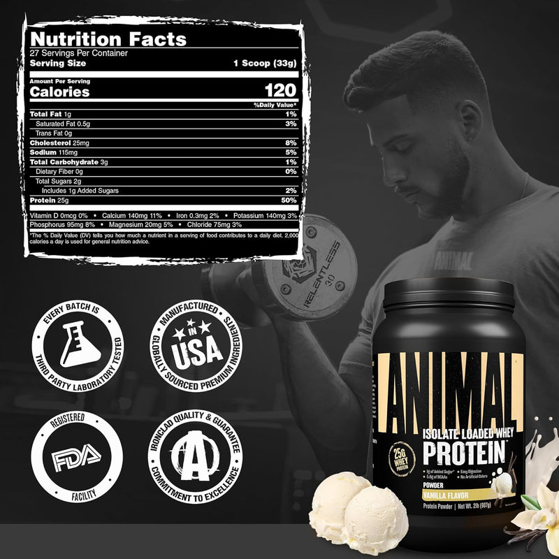 Universal Nutrition Animal Whey Isolate Protein Powder, 2lb