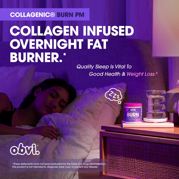 Obvi Collagenic Burn PM - Collagen Peptides Fat Burner for Weight Loss & Metabolism Support, 90 Capsules