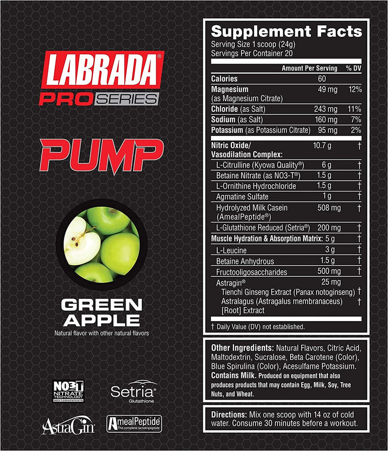 Labrada Pro-Series PUMP 480g Stim-Free Pre-Workout Supplement Powder