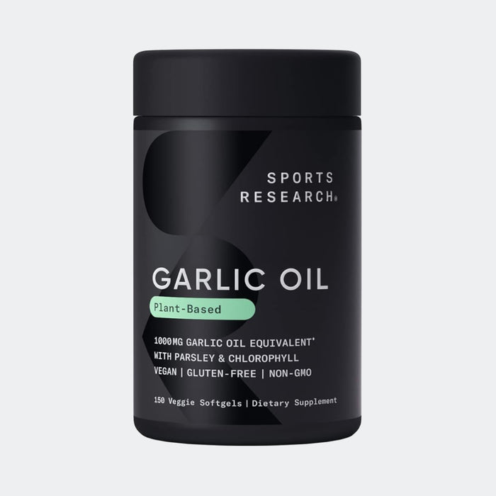 Sports Research Garlic Oil Plant Based with Parsley, 150 veggie softgels