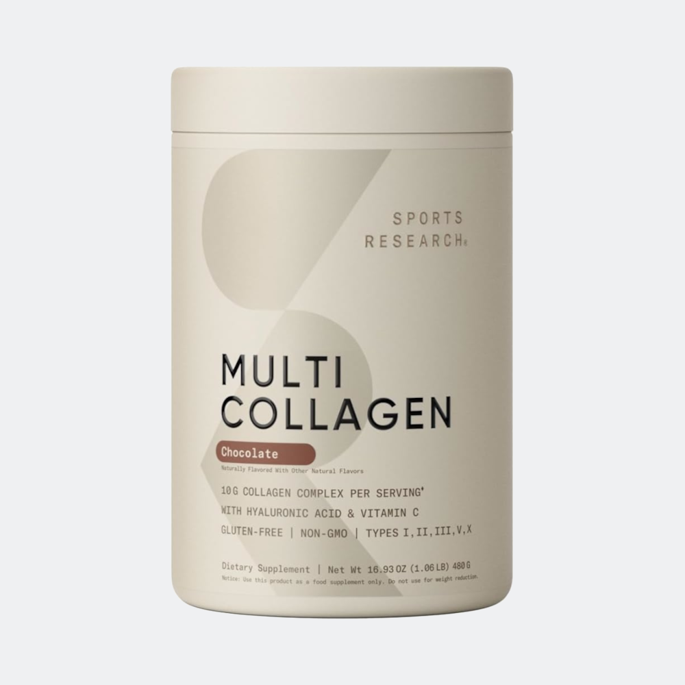 Sports Research Multi Collagen Protein Powder (Type I, II, III, V, X) with Hyaluronic Acid + Vitamin C - 30 serving