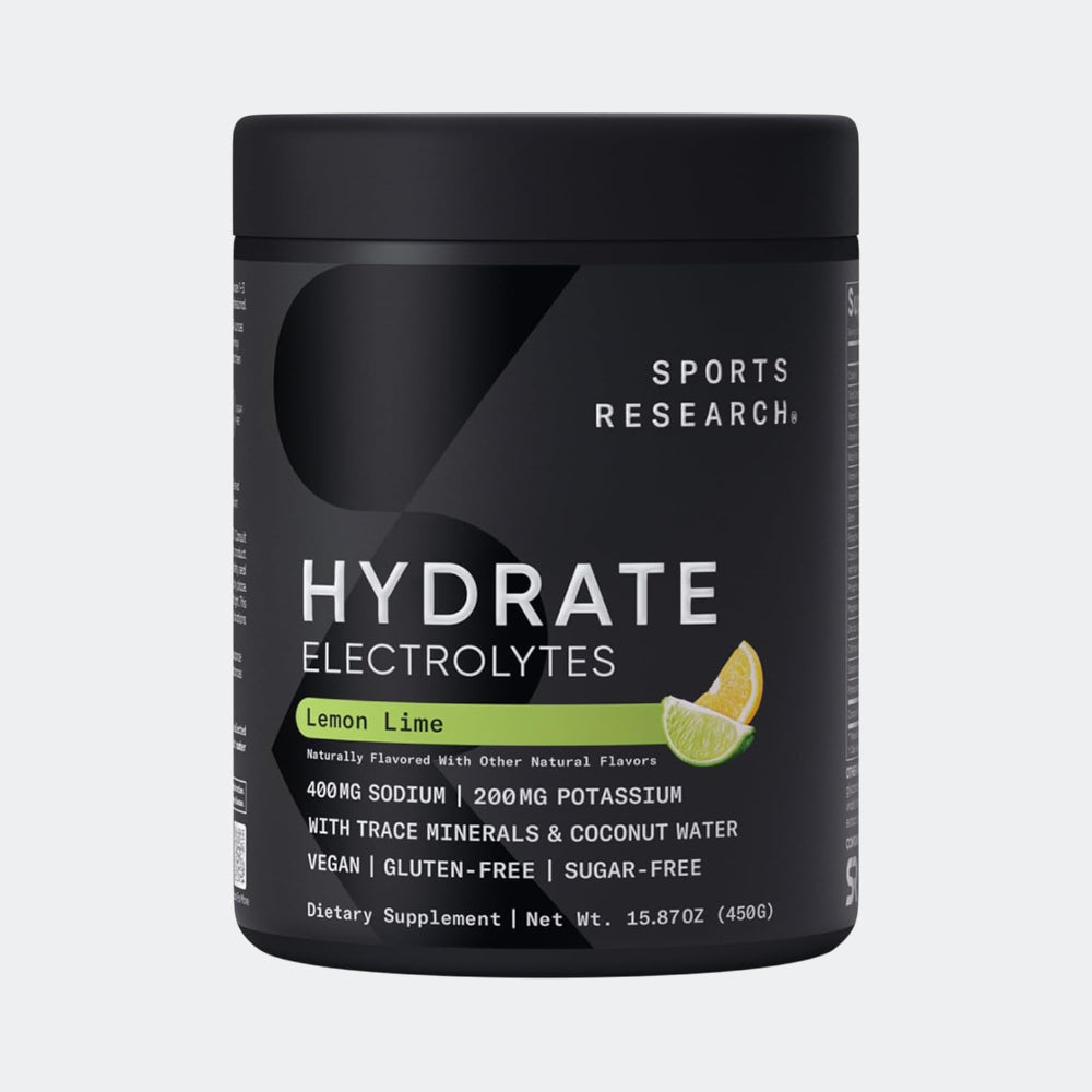 Sports Research Hydrate Electrolytes Powder, 90 serving - Sugar-Free & Naturally Flavored with Vitamins, Minerals, and Coconut Water