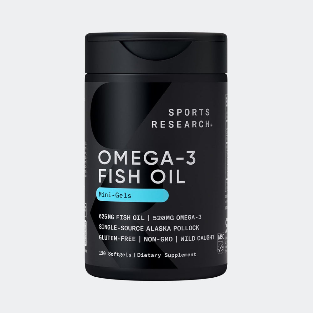 Sports Research Omega-3 Fish Oil, 120 softgels - Easy to Swallow Omega-3 Fatty Acids from Wild Caught Alaska Pollock