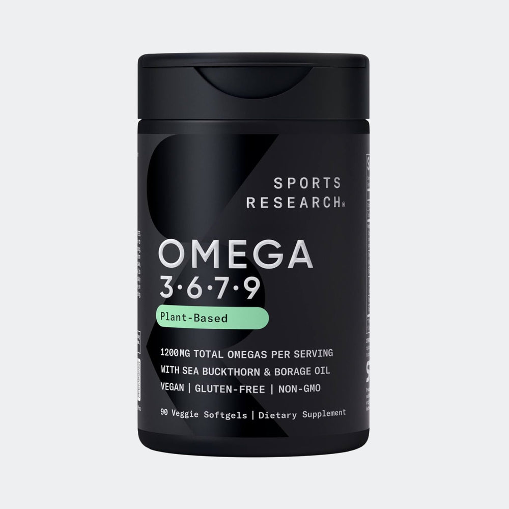 Sports Research Vegan Omega 3.6.7.9, 90 Veggie softgels - 1200 mg of Multi-Spectrum Omega Fatty Acids Certified Non-GMO Formula with Sea Buckthorn & Borage Oil