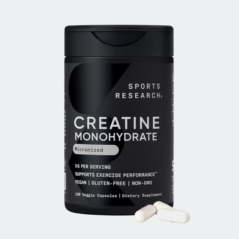 Sports Research Creatine Monohydrate, 120 Veggie Capsules - Supports Workout Recovery, Lean Muscle gain, Performance and Strength