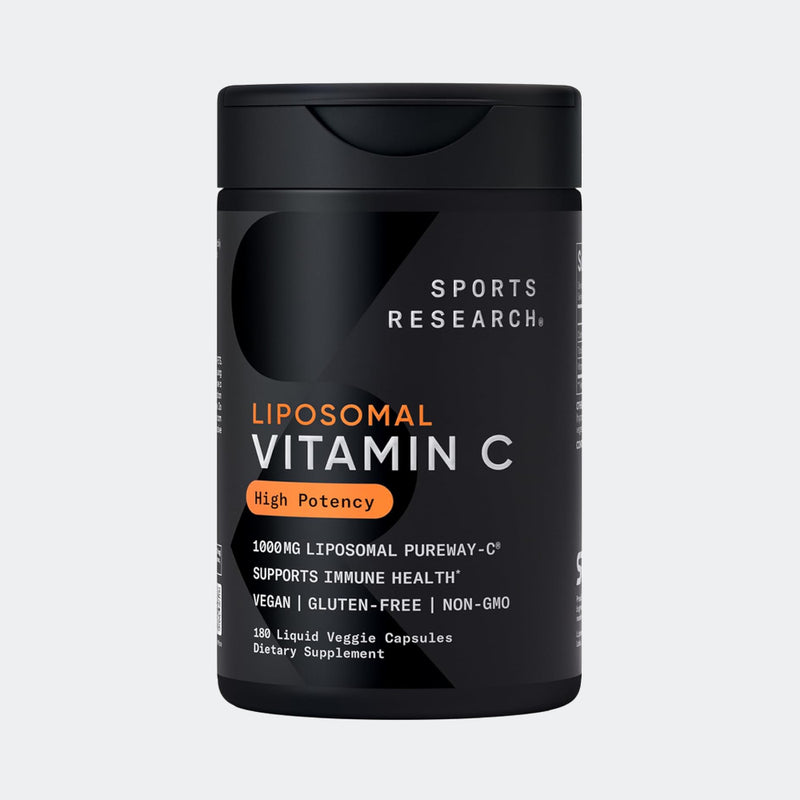 Sports Research High Potency Liposomal Vitamin C Supplement 1000 mg, 180 Liquid Veggie Capsules