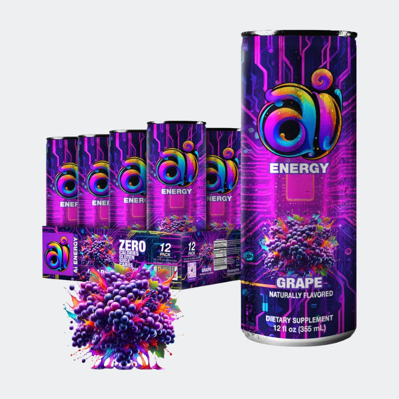 AI Energy Sugar Free Energy Drink Zero Calorie & Zero Carb Beverage for Enhanced Alertness - Pack of 12