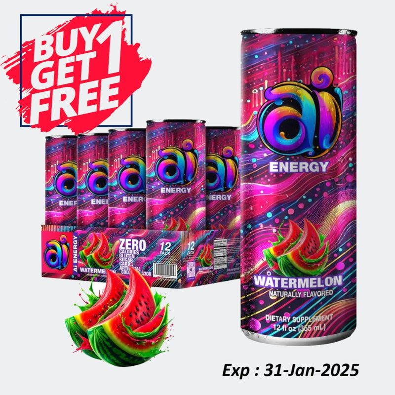 AI Energy Sugar Free Energy Drink Zero Calorie & Zero Carb Beverage for Enhanced Alertness - Pack of 12