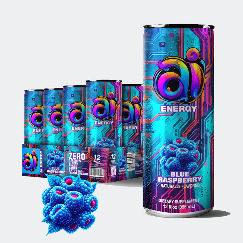 AI Energy Sugar Free Energy Drink Zero Calorie & Zero Carb Beverage for Enhanced Alertness - Pack of 12