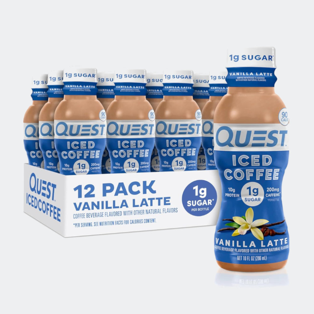 Quest Nutrition Iced Coffee 1g of Sugar, 10g of Protein, 90 calories, 200mg of caffeine - Pack of 12