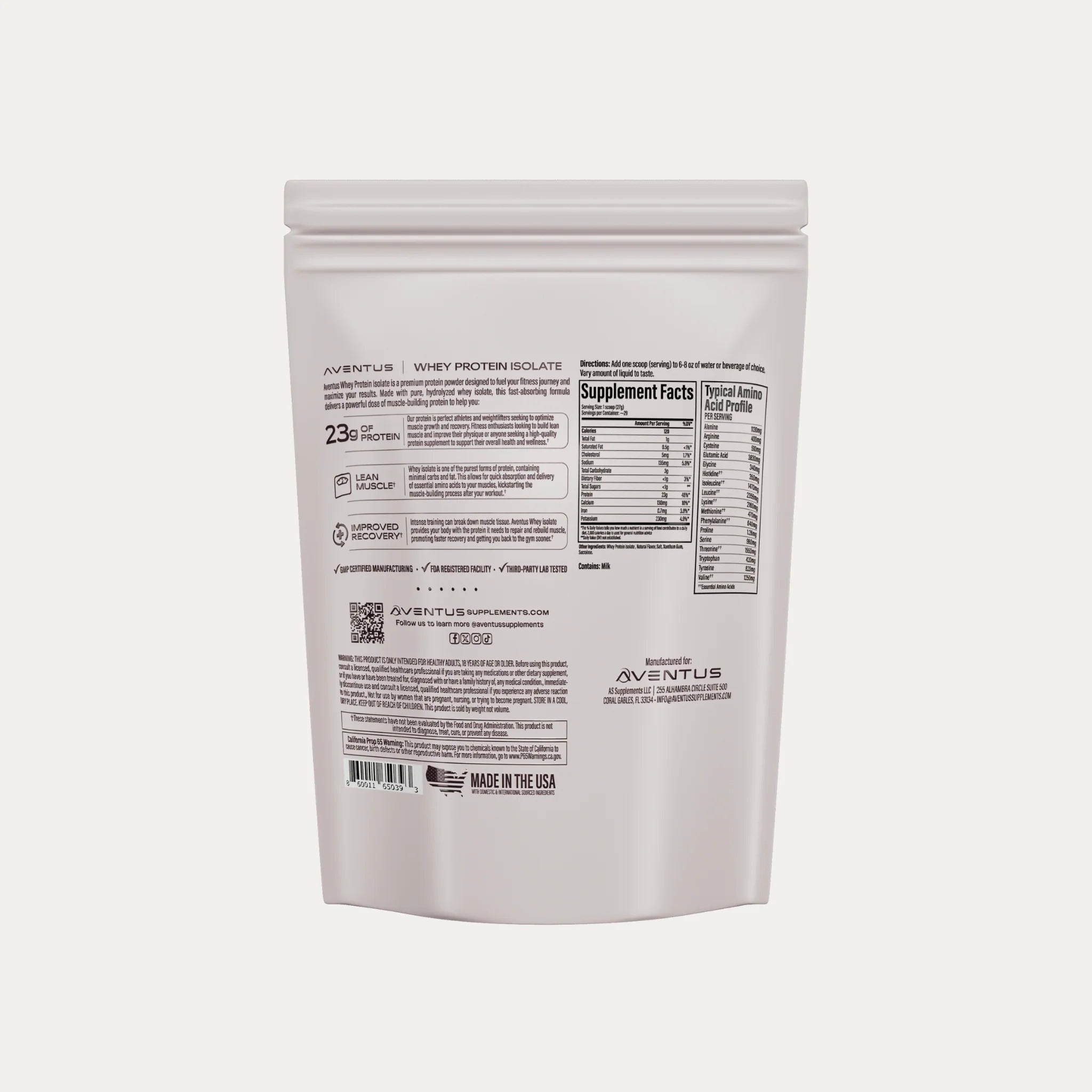 Aventus Whey Protein Isolate 783g - 29 serving