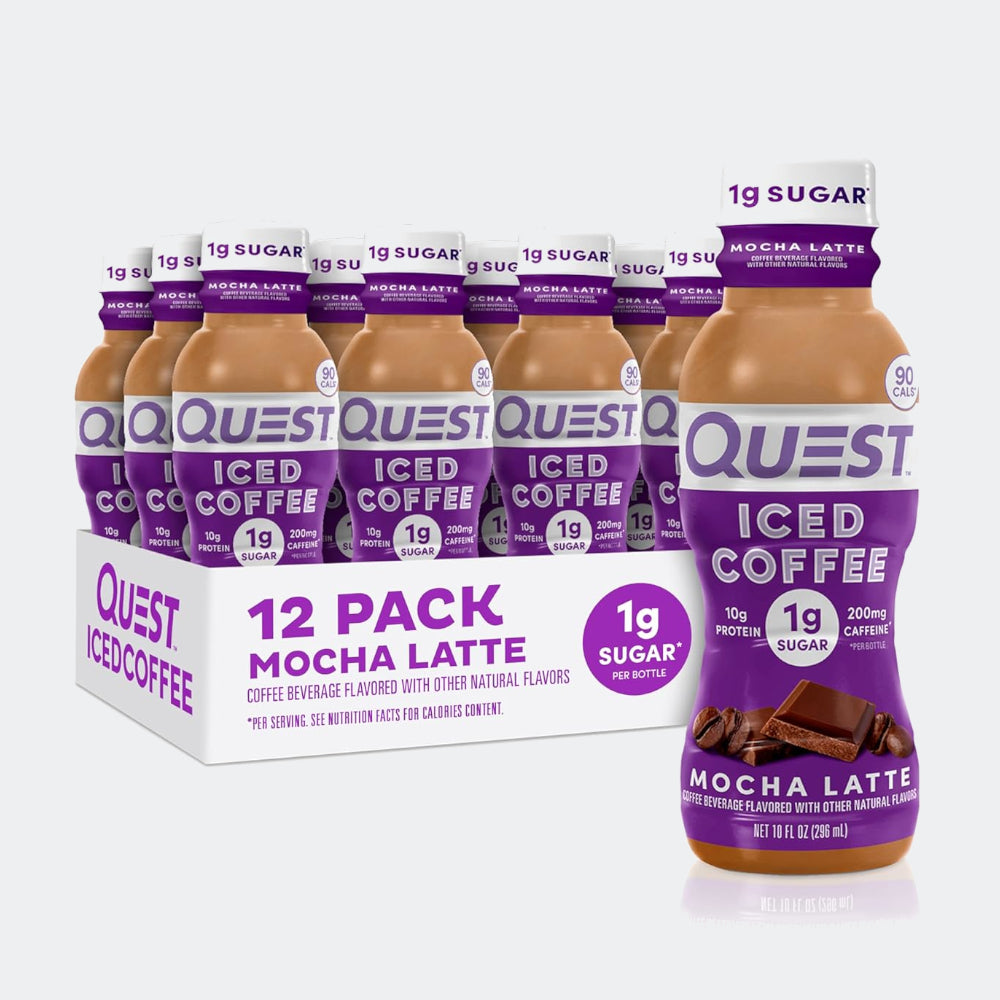 Quest Nutrition Iced Coffee 1g of Sugar, 10g of Protein, 90 calories, 200mg of caffeine - Pack of 12