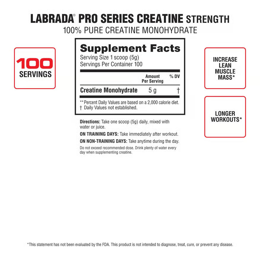 Labrada Pro Series Creatine Strength Unflavoured 100 Servings, 1.1lb