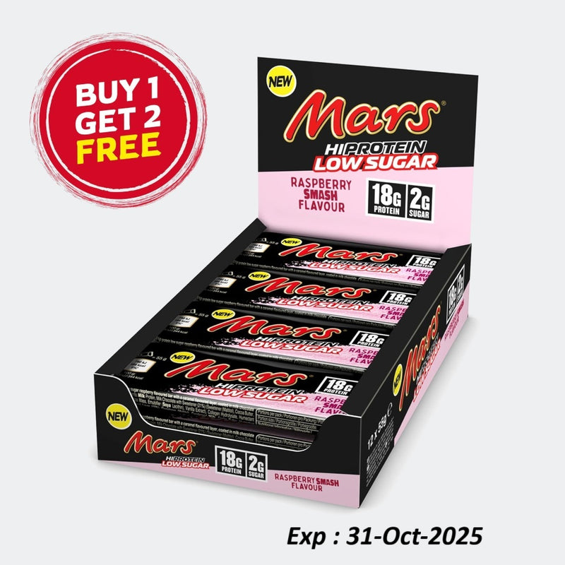 Mars High Protein Bar Low Sugar Raspberry Smash 55g - Pack of 12