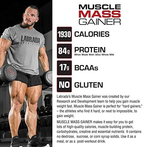 Labrada Muscle Mass Gainer Powder, Weight Gain Post Workout Gluten Free