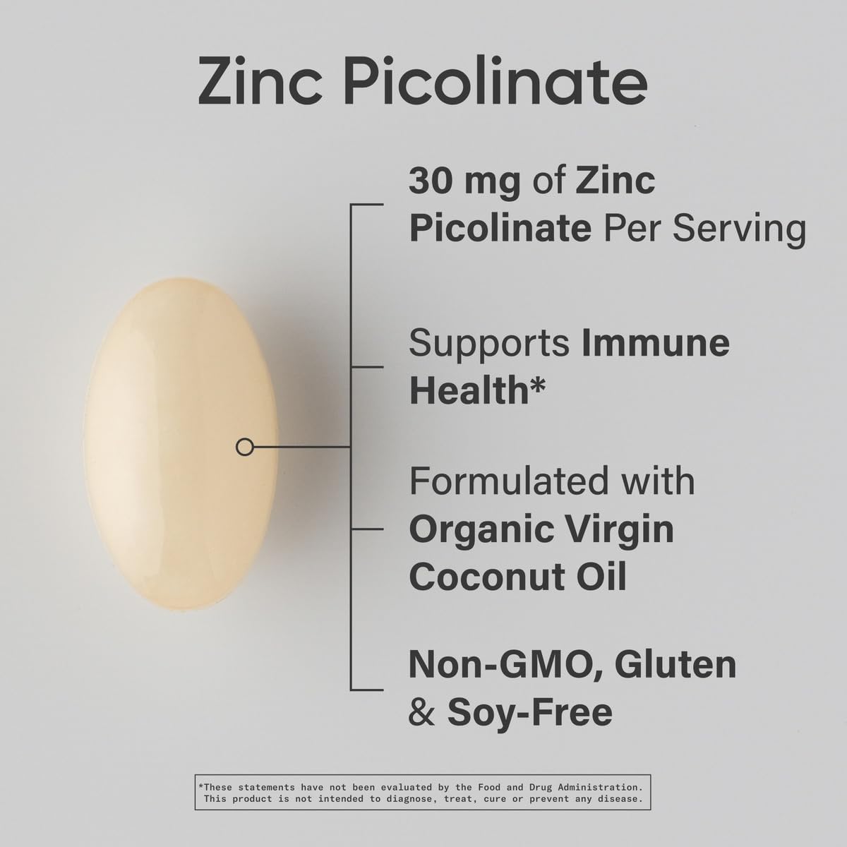 Sports Research Zinc Picolinate 30mg with Organic Coconut Oil - Highly Absorbable Zinc Supplement for Healthy Immune & Enzyme Function
