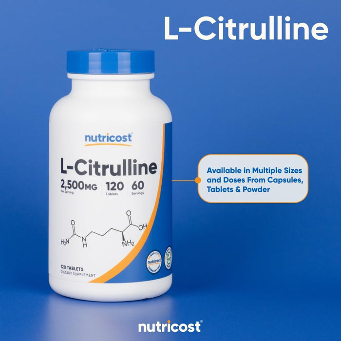 Nutricost L-Citrulline 2500mg Per Serving, 120 Tabs - 60 serving - Non-GMO and Gluten Free Supplement
