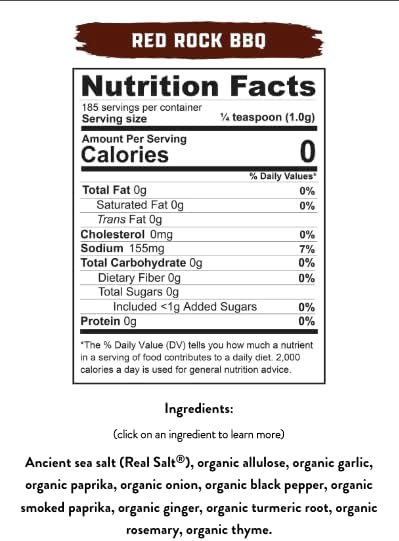 Redmond Real Salt - Red Rock BBQ Seasoning Shaker 6.55 Oz