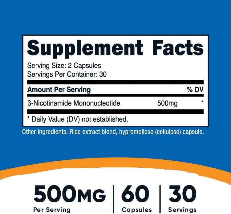 Nutricost NMN (Nicotinamide Mononucleotide) 500mg, 60 Capsules - Vegetarian Friendly, Gluten Free, Non-GMO