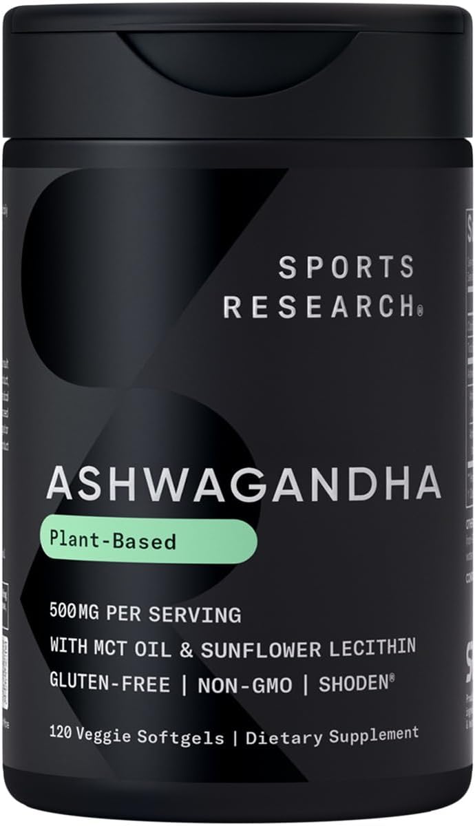 Sports Research Ashwagandha Softgels with Coconut MCT Oil