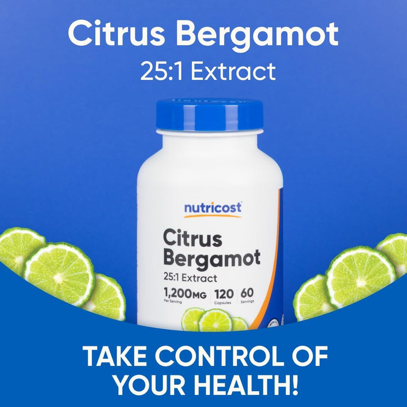 Nutricost Citrus Bergamot Capsules 1,200mg, 120 Capsules - 25:1 Bergamot Extract, Gluten Free, Vegan & Non-GMO