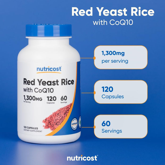 Nutricost Red Yeast Rice with CoQ10 1300mg, 120 Capsules - Non-GMO, Gluten Free