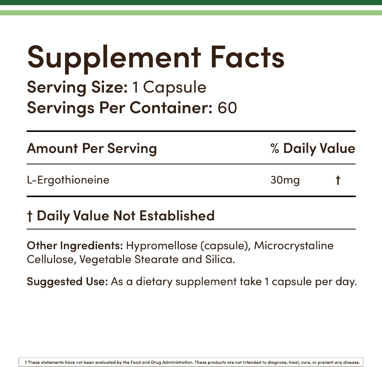 Double Wood Supplements L-Ergothioneine 30mg - 60 Capsules