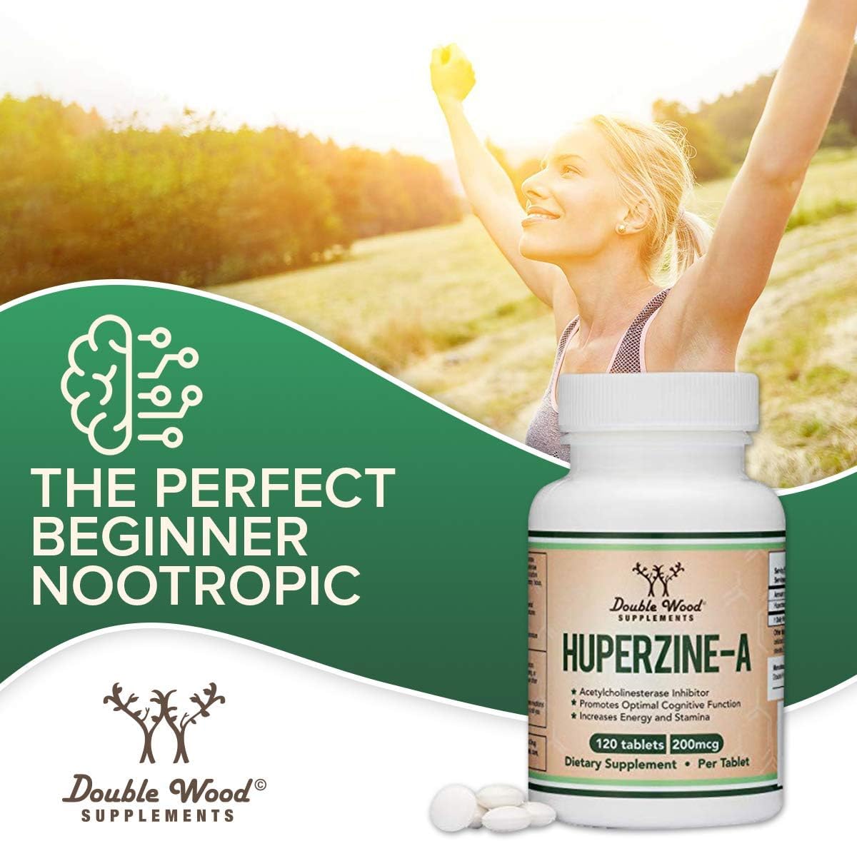 Double Wood Supplements Huperzine A 200mcg - 120 Tablets