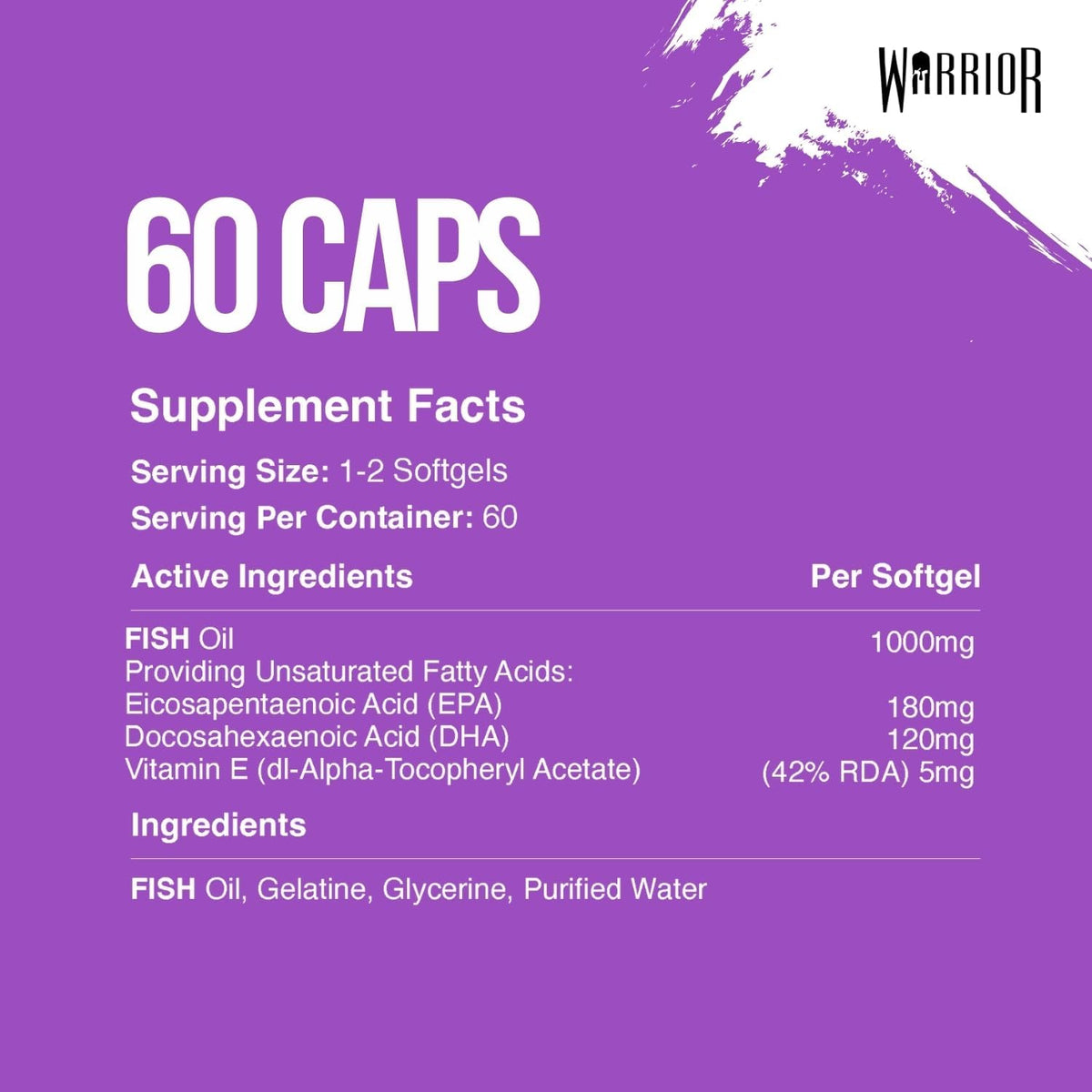 Warrior Omega 3 Fish Oil 1000mg - 60 softgels
