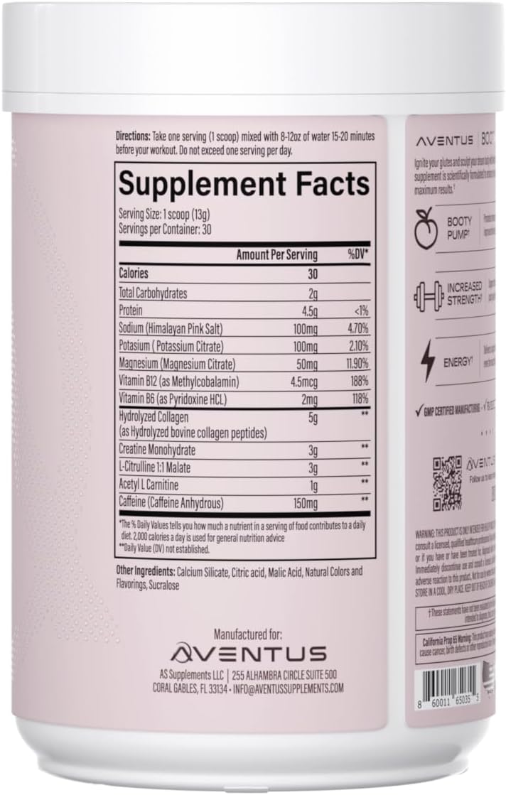 Aventus Booty Pump Pre-Workout Powder 30 serving - 390g
