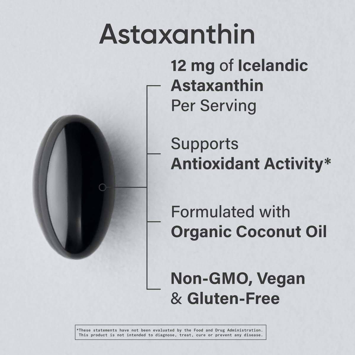 Sports Research Plant Based Astaxanthin (12mg) with Organic Coconut Oil, 60 veggie softgels - Better Absorption | Vegan Certified & Non-GMO Project Verified