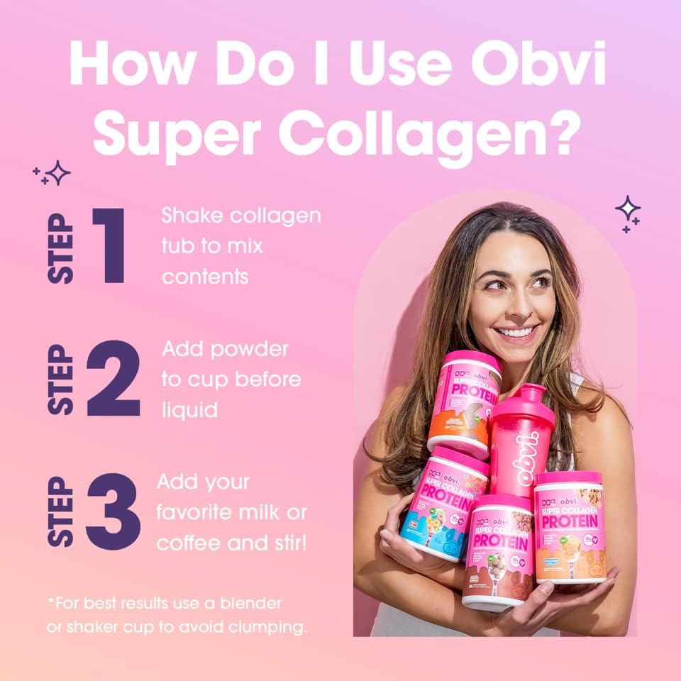 Obvi Super Collagen Peptides Protein Powder, Unflavoured, 30 serving - Gluten and Dairy Free, Hydrolyzed Grass-Fed Bovine Collagen Peptides