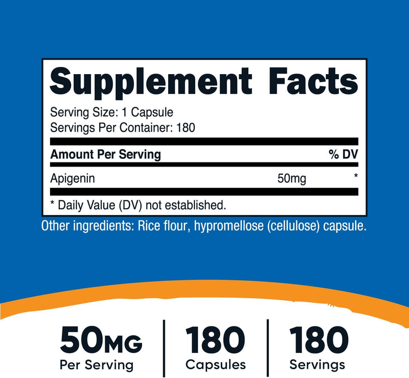 Nutricost Apigenin 50mg, 180 Capsules - Non-GMO, Gluten Free, Vegan