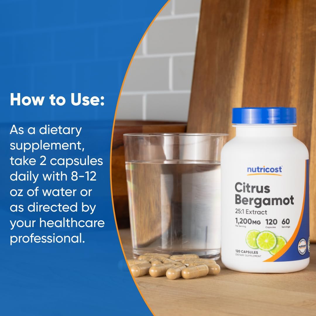 Nutricost Citrus Bergamot Capsules 1200mg, 120 Capsules - 25:1 Bergamot Extract