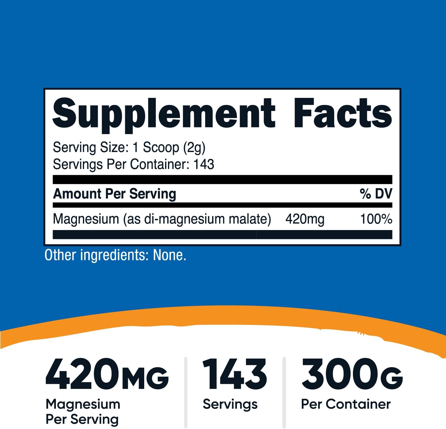 Nutricost Magnesium Malate Powder 300g - 420mg of Magnesium Per Serving - Non-GMO, Gluten Free