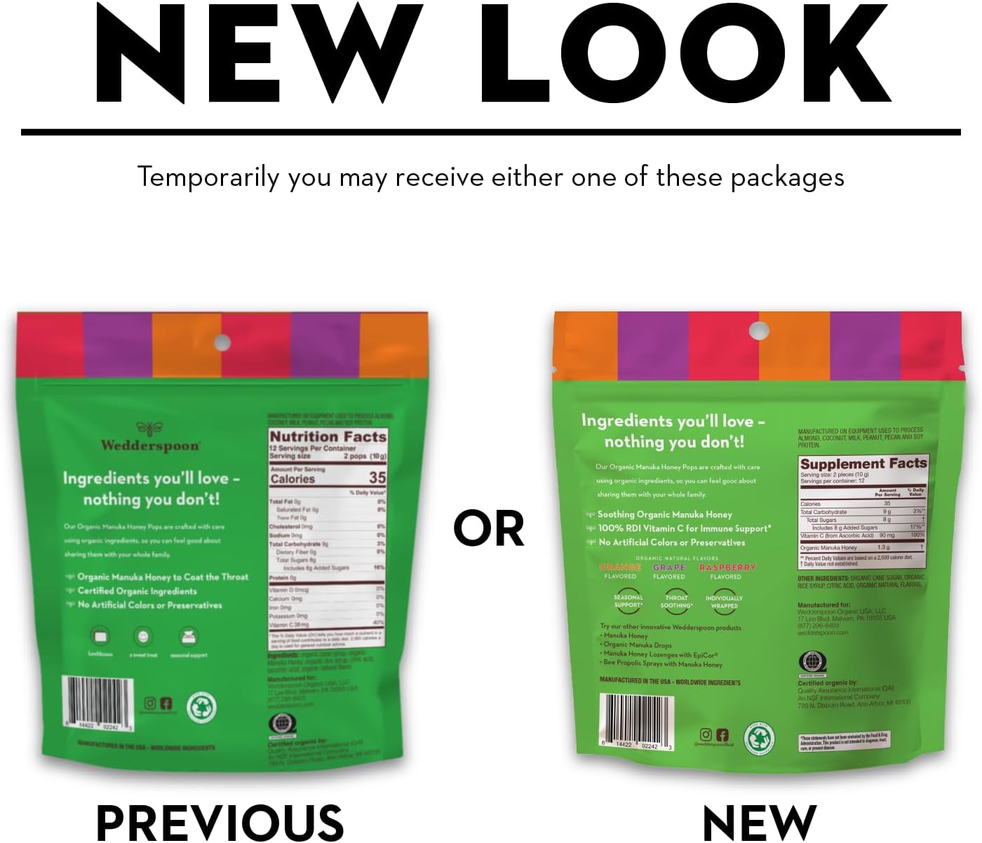 Wedderspoon Organic Manuka Honey Pops For Kids - 24 Count