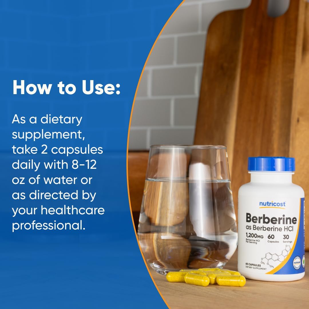 Nutricost Berberine HCl 1200mg , 60 Vegetarian Capsules - Gluten Free & Non-GMO