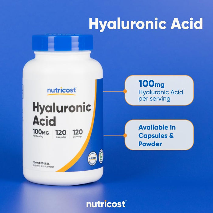 Nutricost Hyaluronic Acid Capsules 100mg,120 Vegetarian Capsules - Gluten Free, Non-GMO