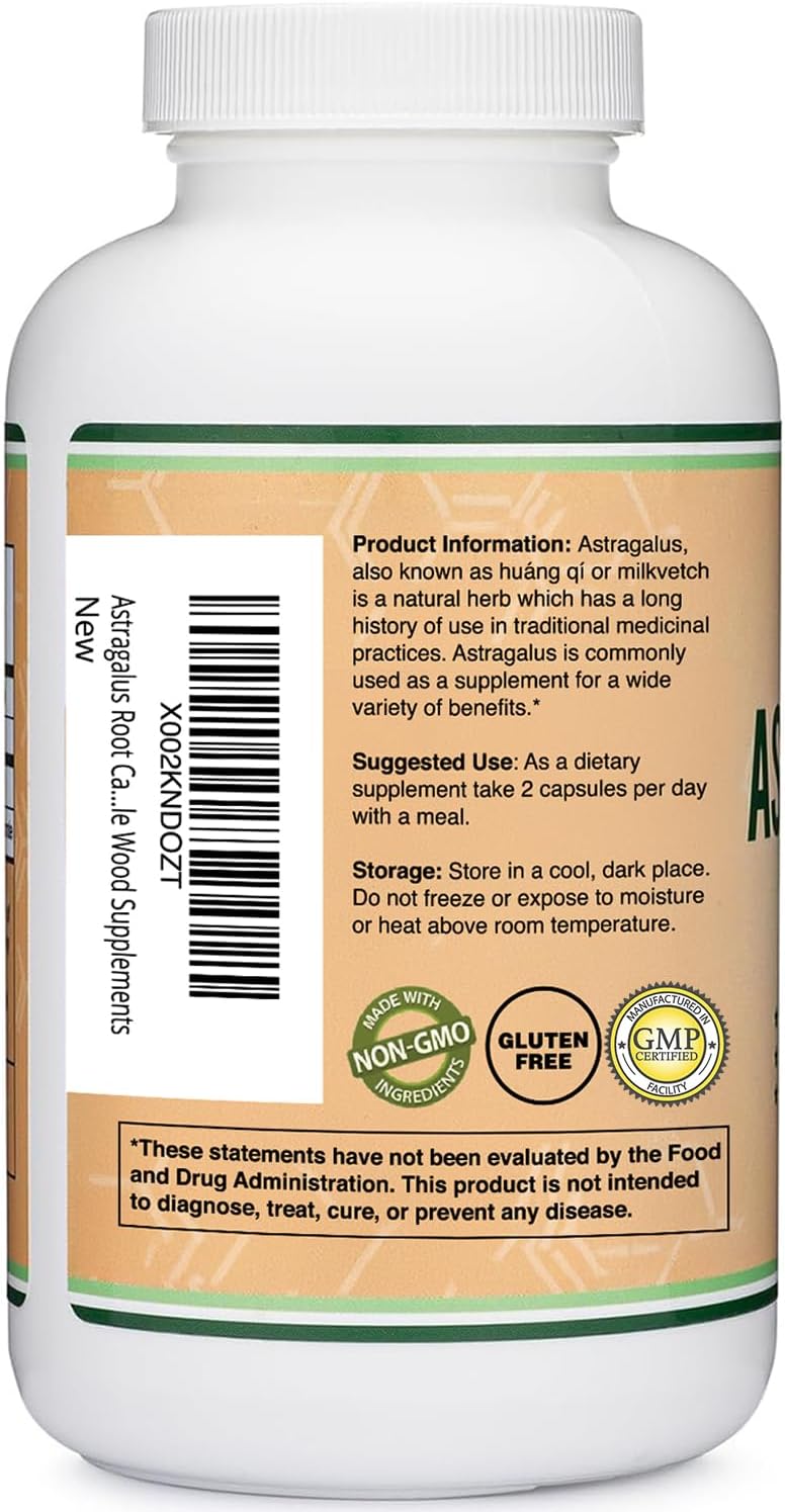 Double Wood Supplements Astragalus 1000mg - 180 Capsules - Clearance Sale