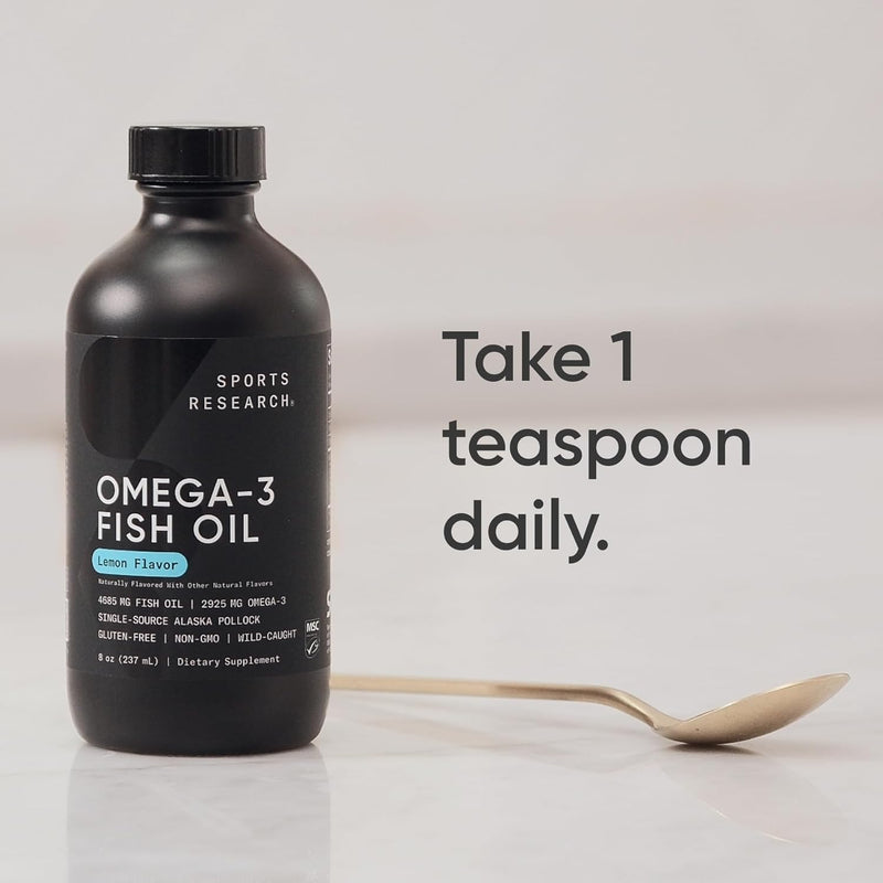 Sports Research Omega-3 Fish Oil 4685mg, 8oz - Natural Lemon Flavour