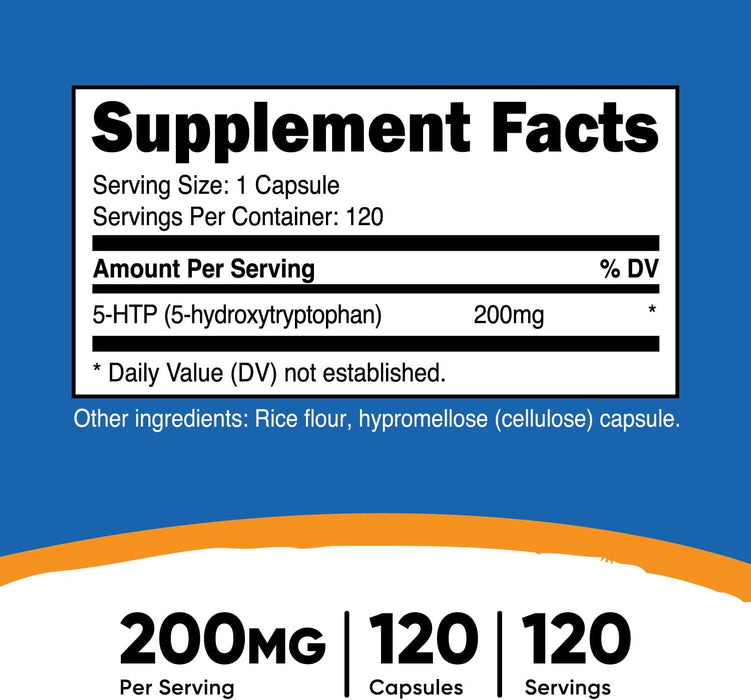 Nutricost 5-HTP 200mg, 120 Vegetarian Capsules - Non-GMO & Gluten Free