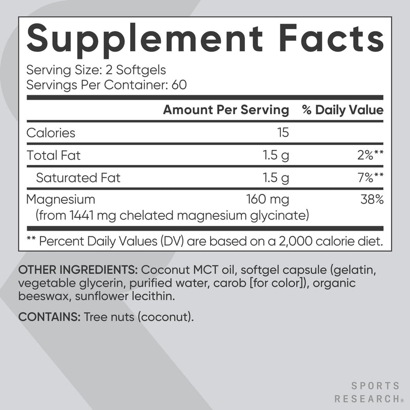 Sports Research Magnesium Glycinate - Suports Restful Sleep & Enzymatic Processes